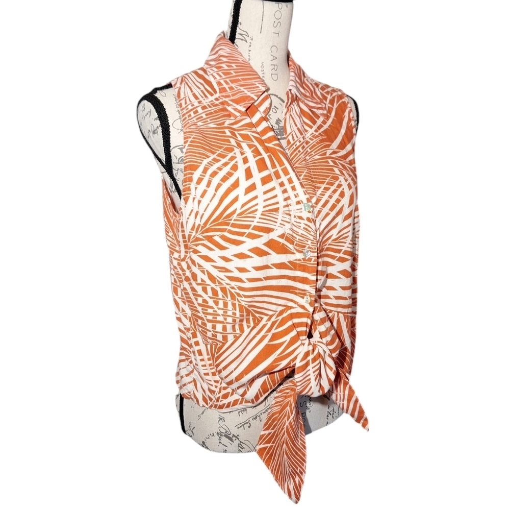 Panama Jack Sleeveless Tie Blouse